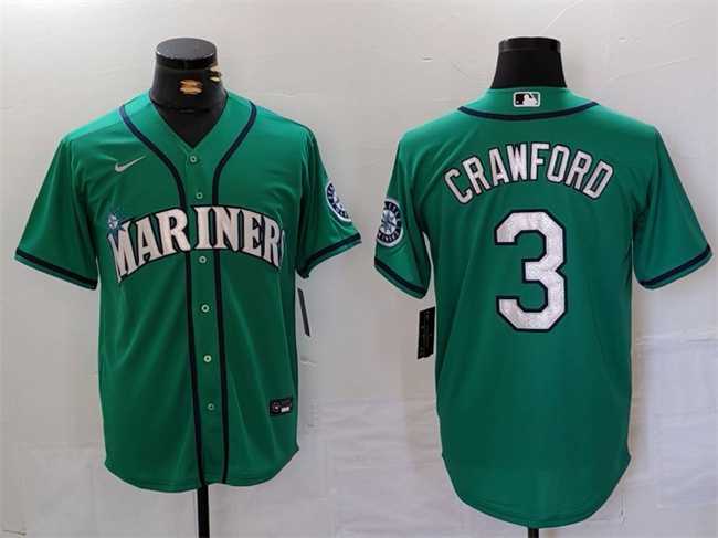 Mens Seattle Mariners #3 J.P. Crawford Aqua Cool Base Stitched jersey->seattle mariners->MLB Jersey